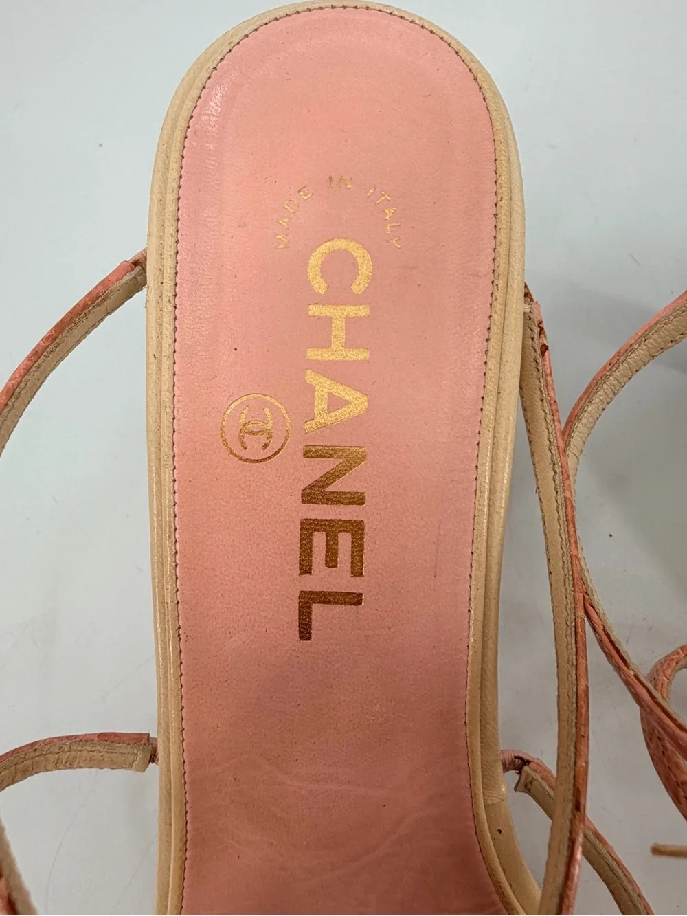 Vintage Y2K Chanel 2001 Rare Strappy Pink Dainty Rosebud Rose Sandals 38.5 FLAWS - Picture 6 of 10